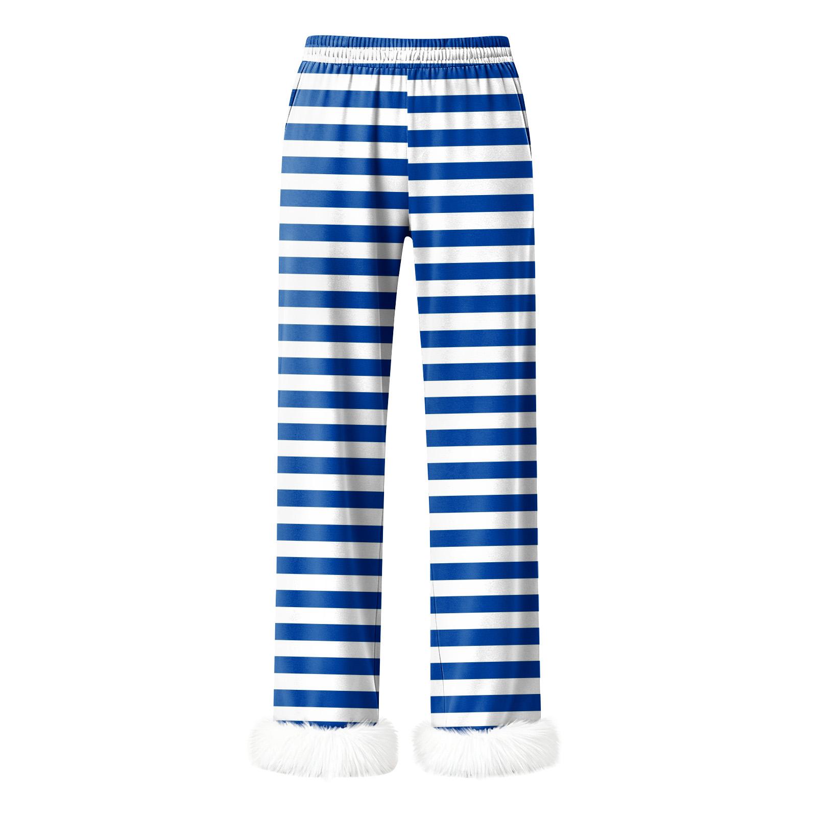 Women s Fashionable Casual Trousers, Striped Print Trouser XL синий