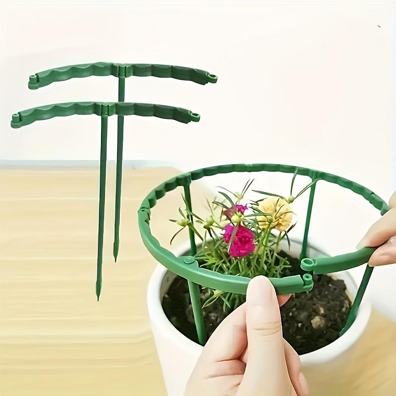 8-Pack Flexible Plastic Plant Support Stake Rings - Half Circle Garden Tomato Cage, Adjustable Plant Supports for Climbing Flowers and Indoor Plants