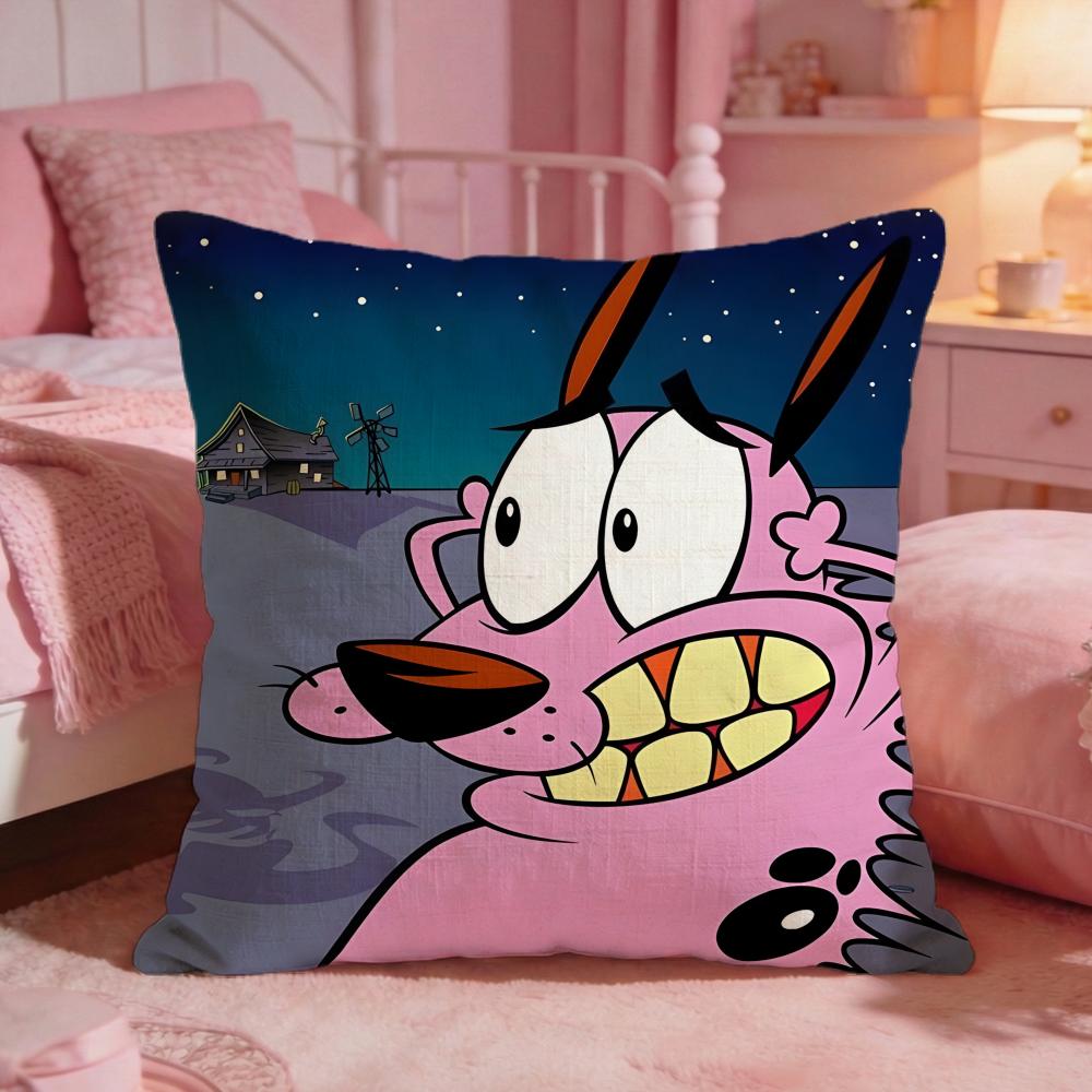 CCourage The Cowardlys DDogs Cushion Cover Premium Comfort Reversible Pillow CoveTwo In One Design For Any Room  Car Interior