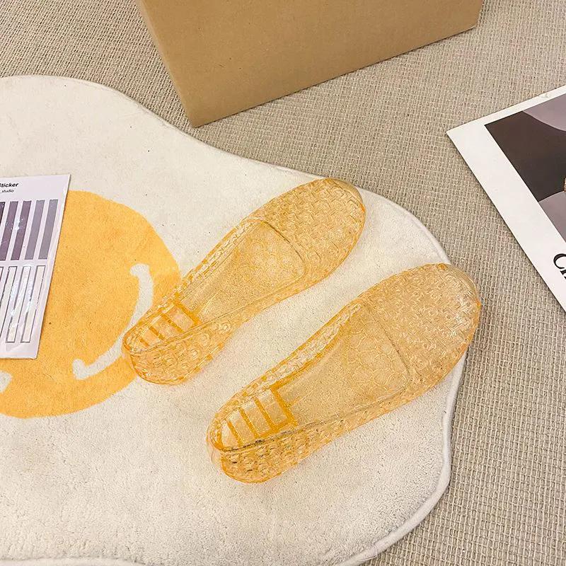 WTEMPO Damen Frühling Sommer Übergröße Einfarbig Einzelne Schuhe Flacher Absatz Rutschfest Lässig Vielseitig Ausgeschnittene Schuhe