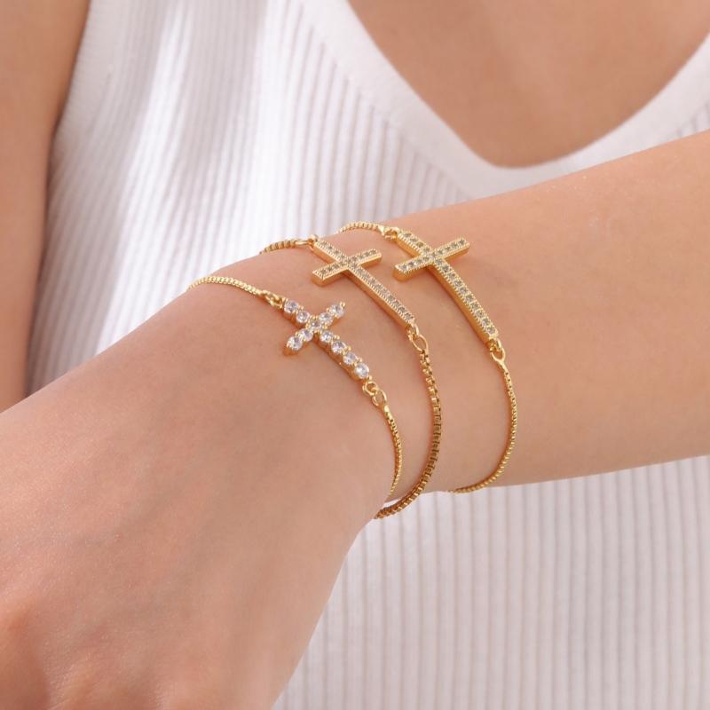 Elegant Bracelet Cubic Zirconia Charm Chain Bracelet Adjustable Length Bracelet Copper Texture for Various Occasion