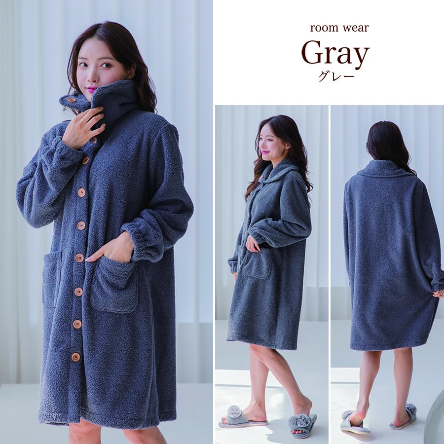 Room Room Long Blanket [growncharm] Wear, Women's Dress, Pajamas, Fluffy, Wear, Cardigan, [MOKO05] (Gray)