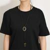 High-Quality Leather Bolo Tie Chain Necklace Long Gold Plated Design Multipurpose Wear For Office Gatherings Travel Lightweight Accessory
