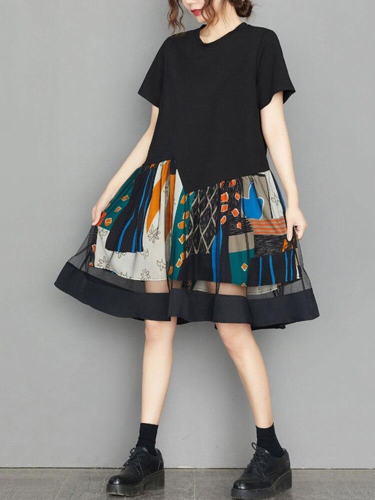 Xitao Patchwork Gaze Casual Personality Print Damekjole DMJ1457