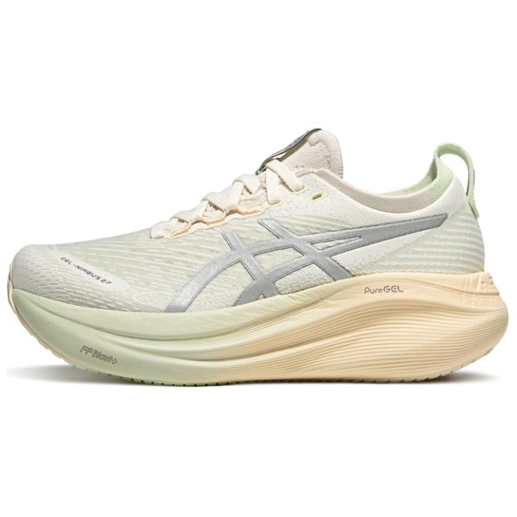 New Asics GEL NIMBUS 27 Abrasion Resistant Breathable Low Top Long Distance Running Shoes Women's Milk White 1012B874-100