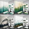 The Fog Of The Forest Landscape Shower Curtain Bathroom Accessories Partition Waterproof Polyester Bath Curtain Rugs And Mat Set