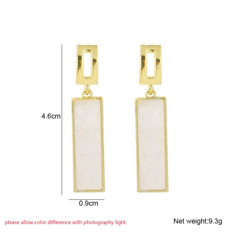 

New Beige Hanging Earrings for Women Korean Fashion Crystal White Acrylic Dangle Earrings Hollow Geometric Girls Ear Zircon