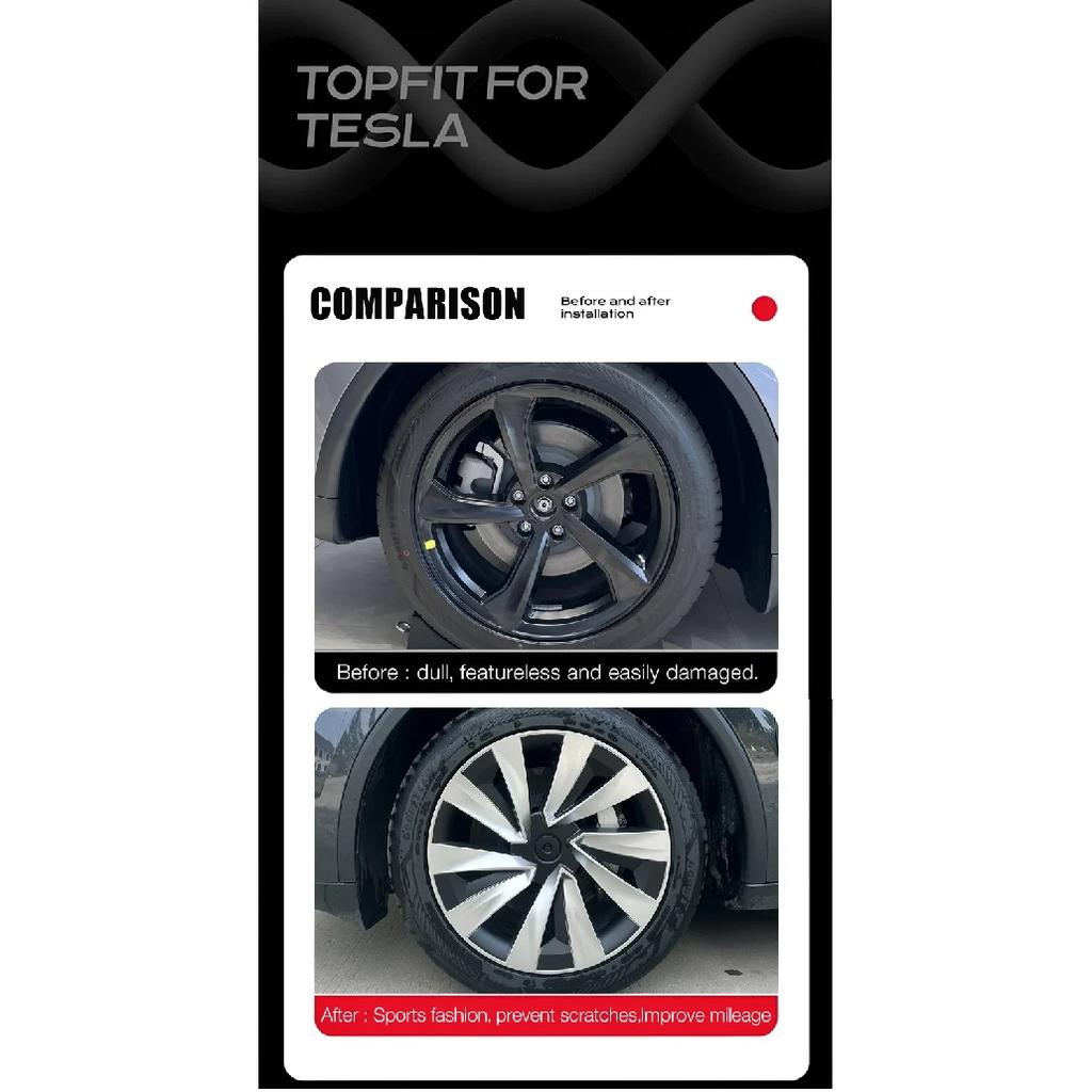 Para Tesla Model Y Juniper 4 Peças Calota de Roda 19 Polegadas Calota de Cubo Substituição Performance Calota de Roda Crossflow 2025 Acessório de Calota Completa