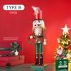 38CM Wooden Nutcracker Soldier Puppet Christmas Decoration Santa Claus Statue Desktop Ornament Navidad New Year Home Decoration