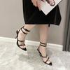 Niche Design Sense High Heels Sandals Rome 2025 New Black Sexy Fashion Stiletto One-word Buckle