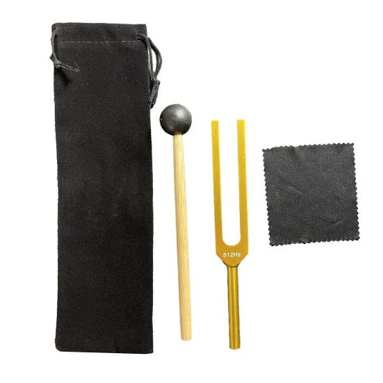 Aluminum Tuning Fork with Wooden Hanmmer Wrench Rag 128/256/512HZ Healing Instrument Tuning Fork Yoga