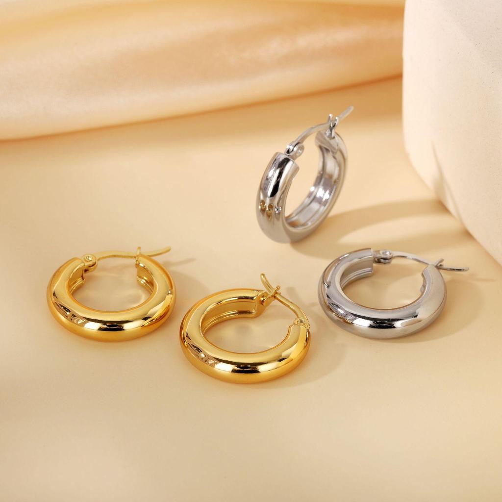 Titanium Steel Light Luxury Colorfast Hoop Earrings with High-End Feel