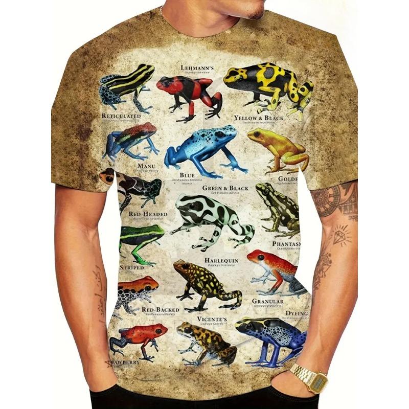 Funny Frog Graphic 3D Printed T-shirts Summer Casual Sport Round Neck Short Sleeved Men's T-shirts