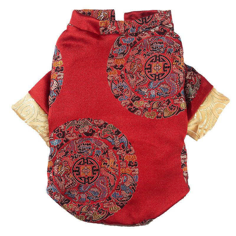 Pet dog clothes autumn and winter Chinese buckle Tang clothing velvet thermal teddy small dog pet clothing