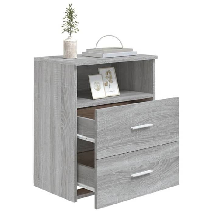 Table de chevet - Sonoma gris - 50x32x60 cm - 2 tiroirs - Bois d'ingénierie