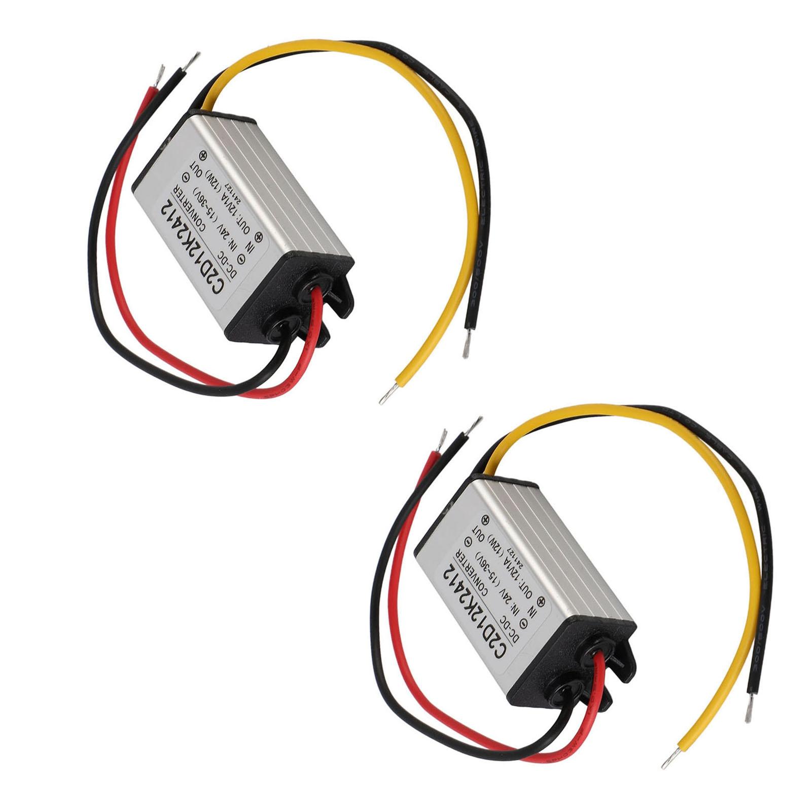 

2 шт. 24 В до 12 В 1 А Перетворювач напруги IP68 Водонепроникність Легке підключення Знижувальний перетворювач постійної напруги