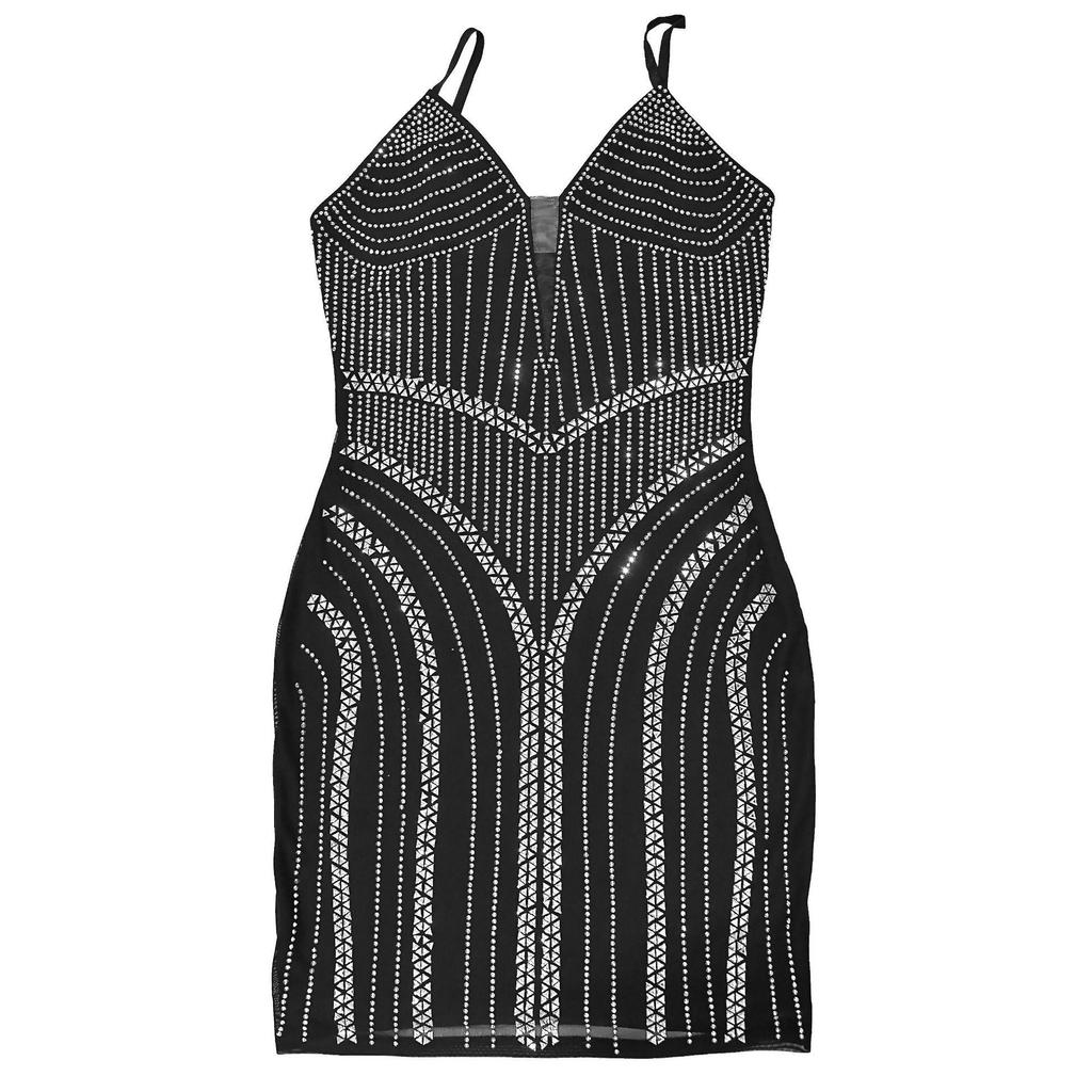 C7215 European & American Fashion Spaghetti Strap Rhinestone Dress - Sexy Tight Sleeve Short Dress for Women