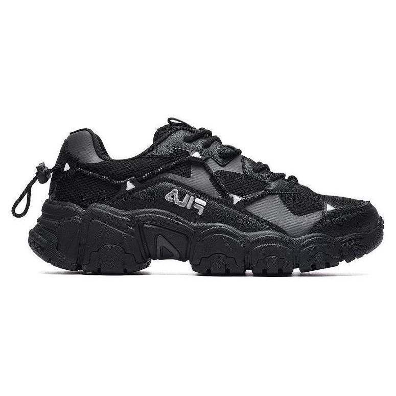 Fila Fluid Fabric Round Toe Lace-Up Non-Slip Breathable Low-Top Casual Shoes Men Sneakers Black F12M034129FBK