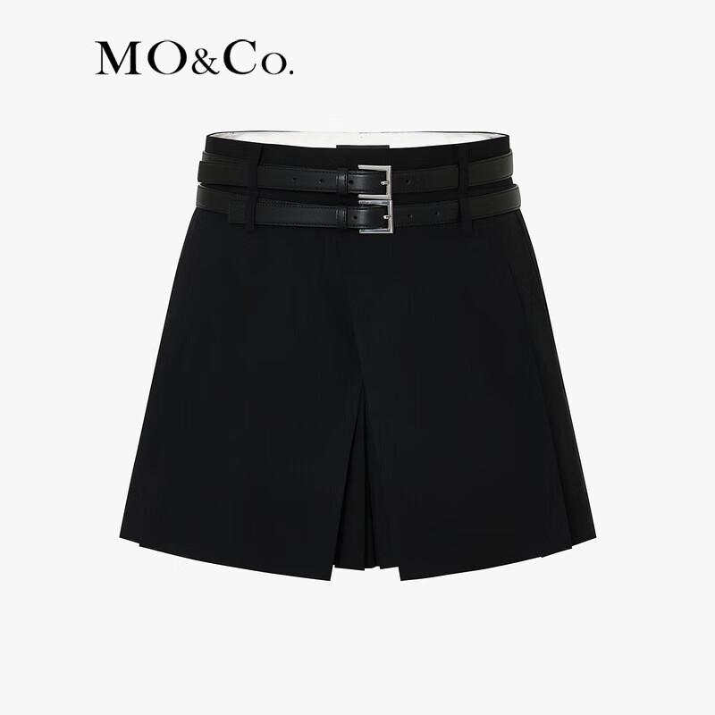 MO&Co. 2024 Summer Irregular Pleated A-Line Skort with Belt