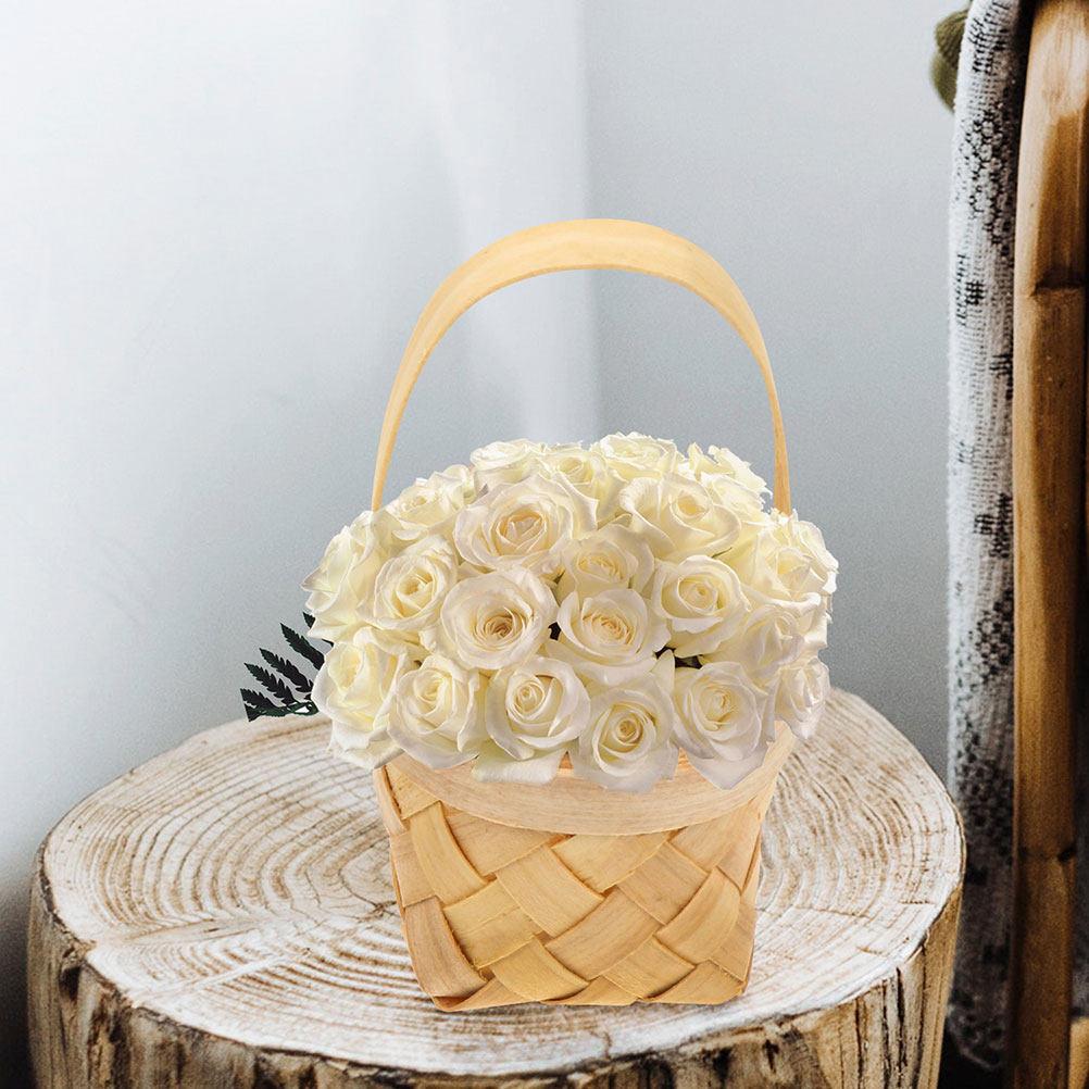10Pcs Mini Flower Baskets Rustic Wood Material Small Elegant Basket for Gift Wrapping Wedding Banquet Decoration Party Supply