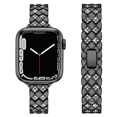 For Apple Watch 10 46mm/Ultra 2/Ultra 49mm/9 8 7 45mm/SE (2023) SE (2022) SE 6 5 4 44mm/3 2 1 42mm Rhombus Design Zinc Alloy Watch Strap