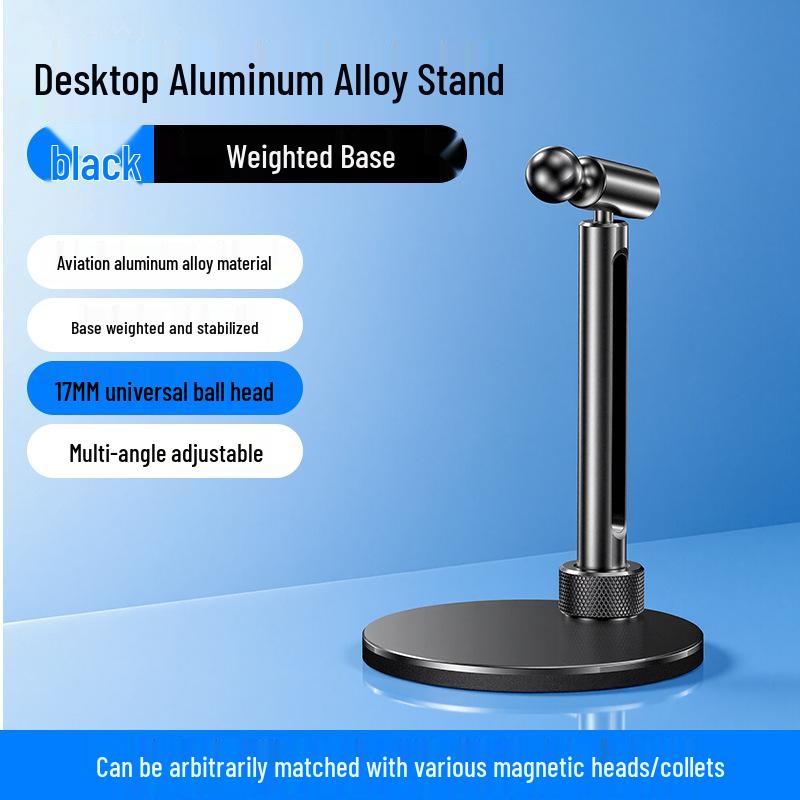 Adjustable Aluminum Desktop Phone Holder with Weighted Base and Rotating Universal Ball Head Aluminum Alloy - Weighted Stable Base