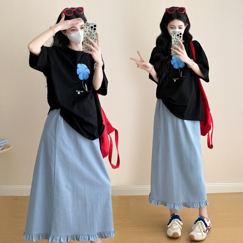 Koreanischer Stil 2026 Sommer Umstandstop & Verstellbares Rock Set