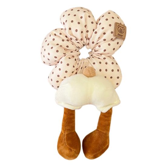 Hair Tie with Sufficient Elasticity Dot Print Lace Splicing Hair Flower Butt Design Hair Tope Buns Ponytails Half-Tied Hair Scrunchie