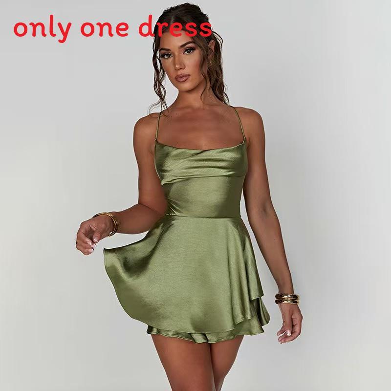 Summer Sexy Slip Dress With Spliced Polyester And Spandex For Night Out