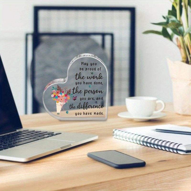 Heart Acrylic Retirement Gift. Farewell Desk Sign for Colleagues, Bosses & Friends.