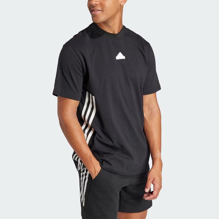 Adidas Future Icons 3-Stripes Color Block Crew Neck Short Sleeve T-Shirt Men Tops Black IR9166