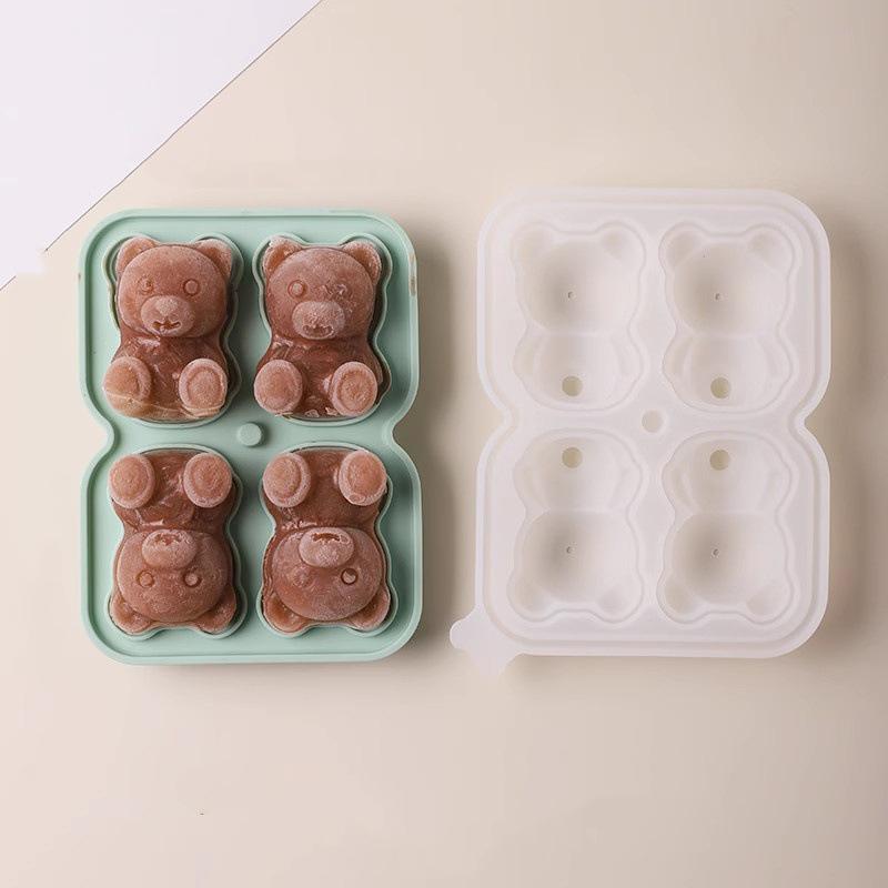Bear-Shaped Ice Cube Mold Silicone Ice Tray Bear-Shaped Coffee/Milk Tea Ice Mold