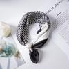 Pearl Magnetic Buckle Silk Scarf Double Square Scarf Necklace Chain Scarf Neck Pattern Small Scarf