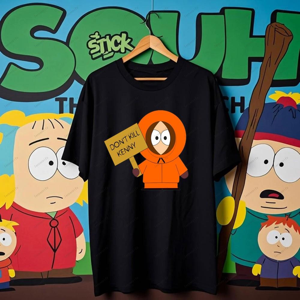 South Parks kleiner fetter Junge Cartman Süßes Cartoon Gedrucktes T-Shirt Shirt Humorvolle Streetwear Unisex Sommer Rundhals Kurzärmlig