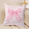 Pink Bow Cushion Cover Soft Plush Fabric DoubleSided Printed Sofa Cushion Cover for All Seasons Home Decor Gift