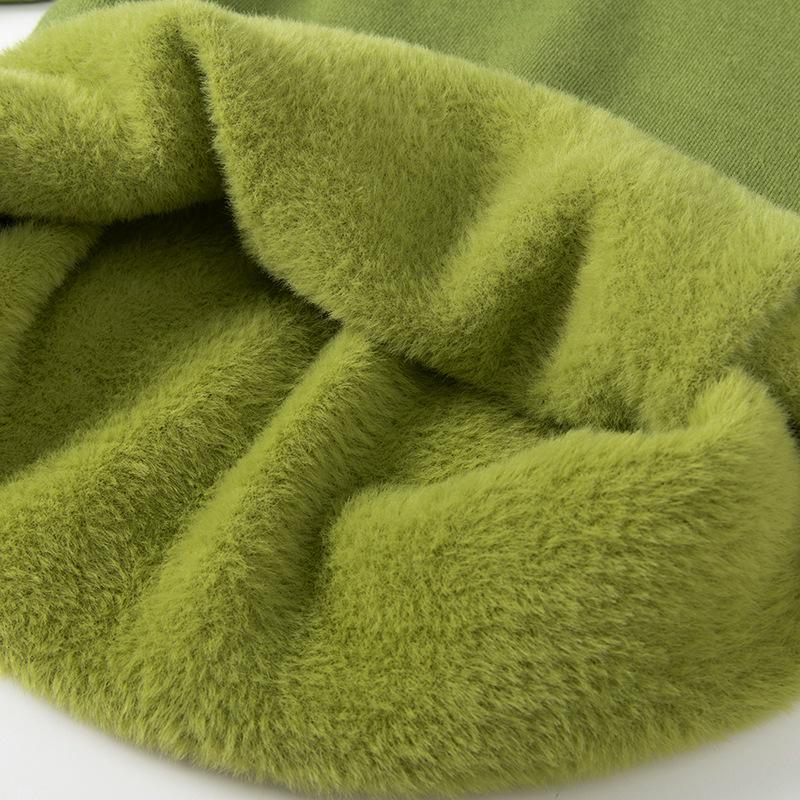 Winter Women's Knitted Sweater With Added Velvet And Thickening  Solid Color Semi High Neck Pullover Sweater