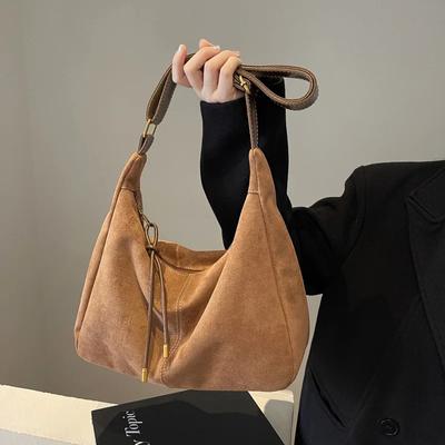 Large Capacity Retro Women's Bag Autumn New Fashion Matte Imitation Suede Casual Shoulder Tote Messenger Bag