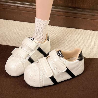 Niche Design Sense Shell Head Inner Height Increase Bread Shoes Women's 2025 New Autumn Versatile Velcro Casual Shoes