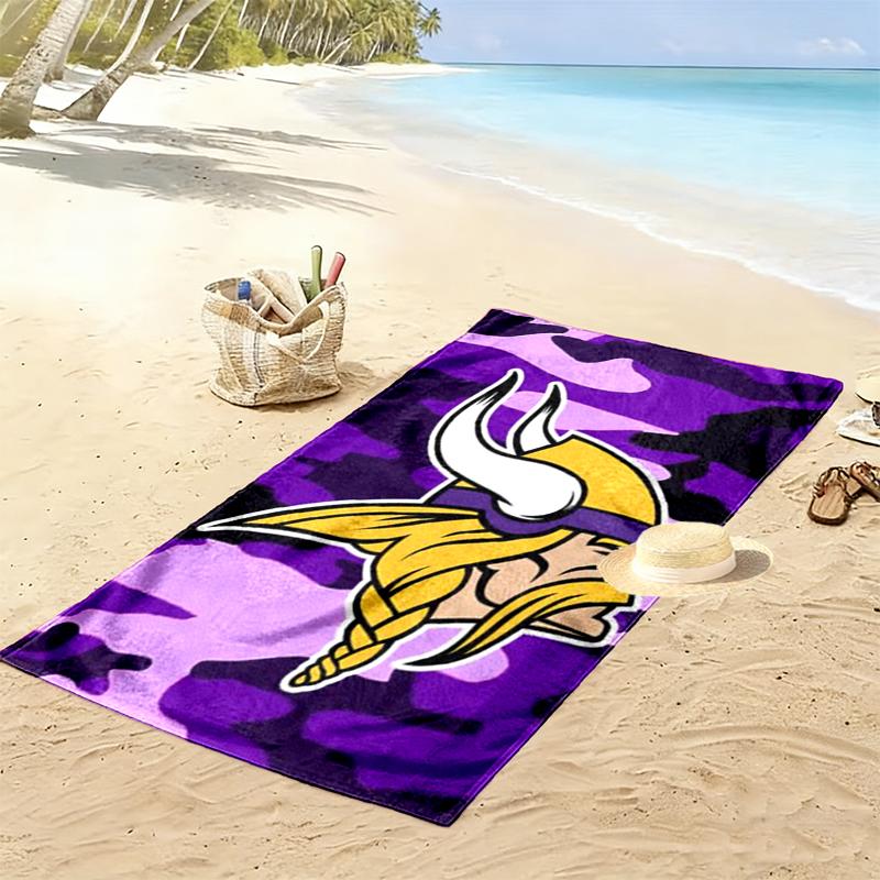 Minnesota Vikings Print Beach Towel, Large Soft Quick Dry Towel for Beach Camping Swimming