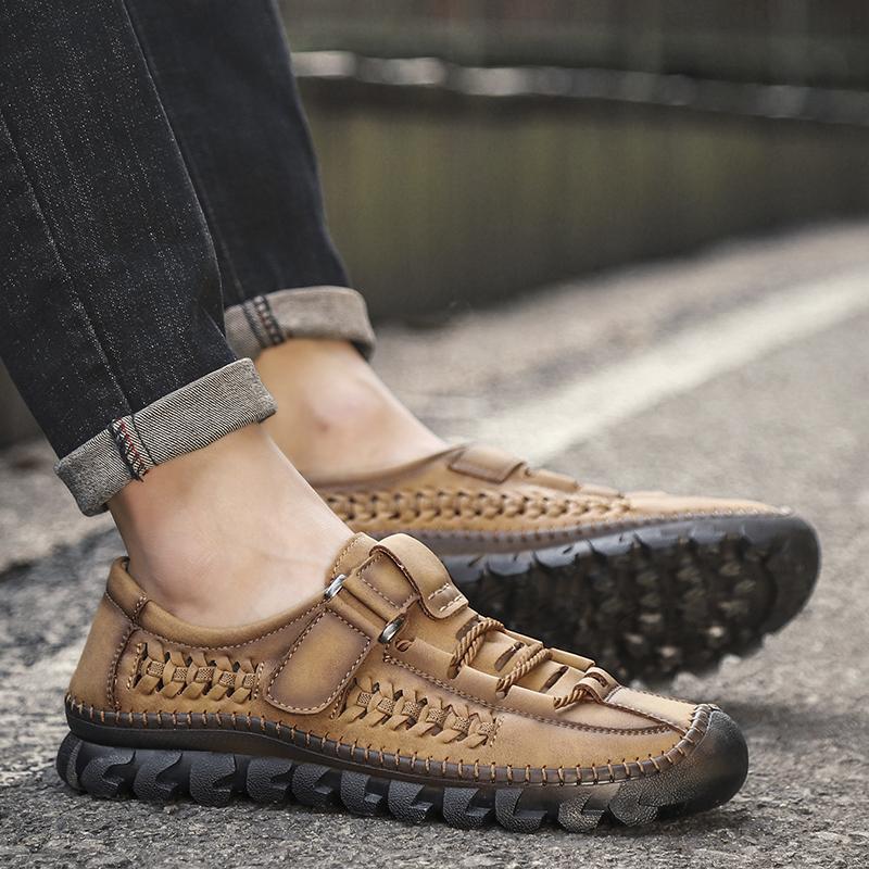 Fashion 2024 New Men Casual Leather Shoes Comfy High Quality Fashion Handmade Designer Flat Shoes Classic Outdoor Non-slip Walking Shoes