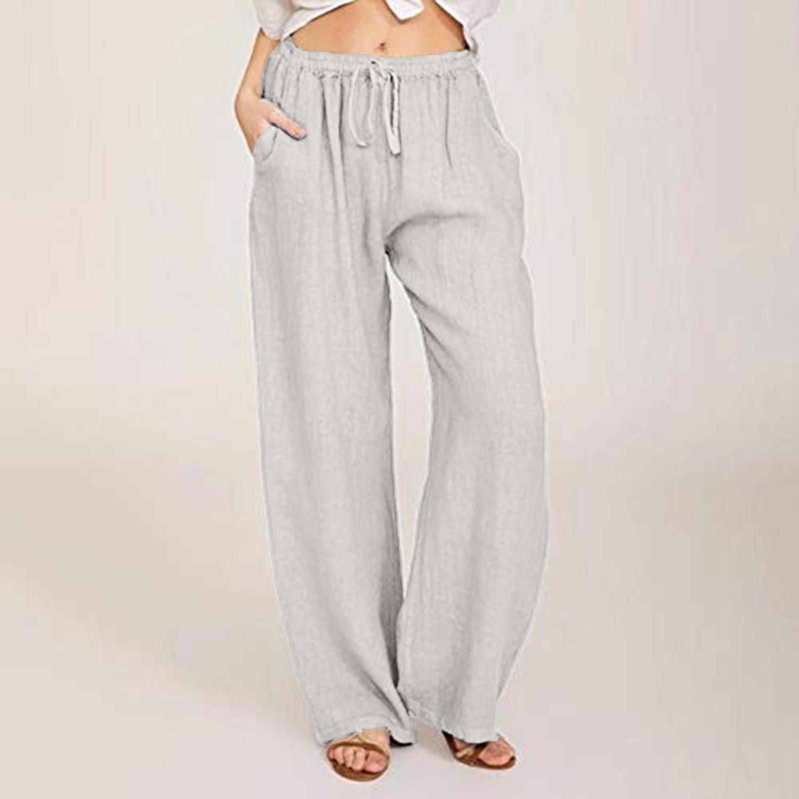 

Women s Casual Straight Leg Pants Solid Color Casual Long Pants With Pockets XL