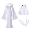 Specter Costume Women Adult Specter Costume White Backless Dress with Mask for Halloween Party Cosplay
