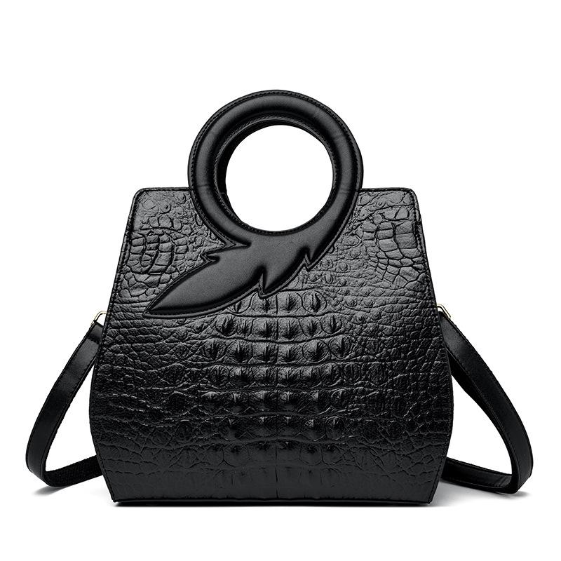 Women's Handbag Fashionable Round Handle Women's Shoulder Bag Crocodile Leather Pattern Luxury Crossbody Bag Women