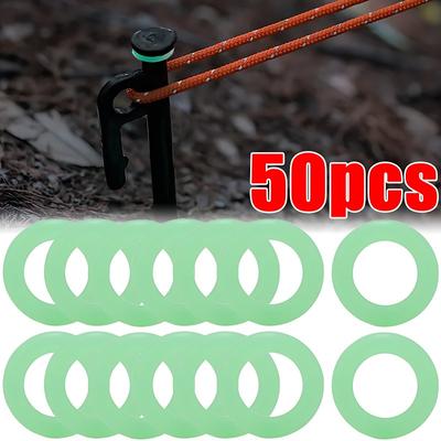 10/30/50PCS Silicone O-shaped Luminous Ring Outdoor Camping Ground Nails Night Aperture Fluorescent Nail Rod Tent Accessories