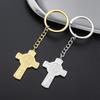 EUEAVAN St Christopher Cross Keychain Stainless Steel Gold Silver Color Christian Faith Pray Keyring Catholicism Amulet Jewelry