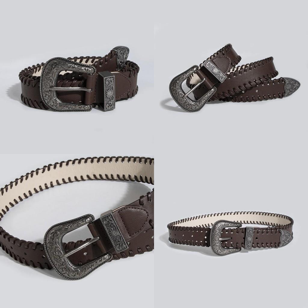 Handmade Vintage Leather Waist Belt With Unique Shape Design For Casual Wear