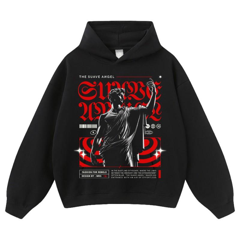 Vintage Washed Oversized Streetwear Hoodie Unisex Loose Fit Cotton Graphic Sweatshirt Men Women