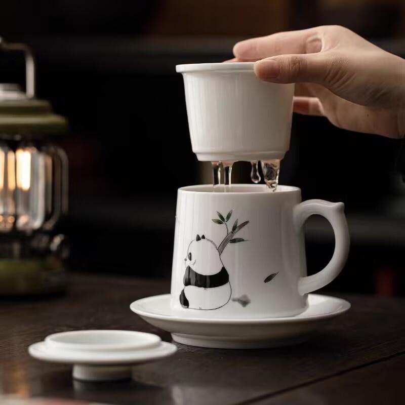 Hand Painted Panda Tea Cup Tea Separation Office Tea Ceremony Tea Cup Personal Special Kung Fu Tea Set