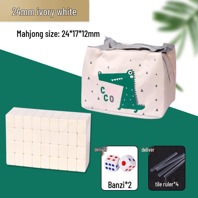 Conjunto de Mahjong Compacto: Azulejos Pardal Sólidos Esculpidos, Tamanhos 24mm e 30mm, Ideais para Uso em Viagens e Dormitórios