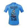 Men'S Blue Cycling Jersey with "Never Underestimate an Old Man On a Bike" Graphic - Short Sleeve, Zip-Up, Quick-Dry, Sun-Protective Outdoor Sportswe